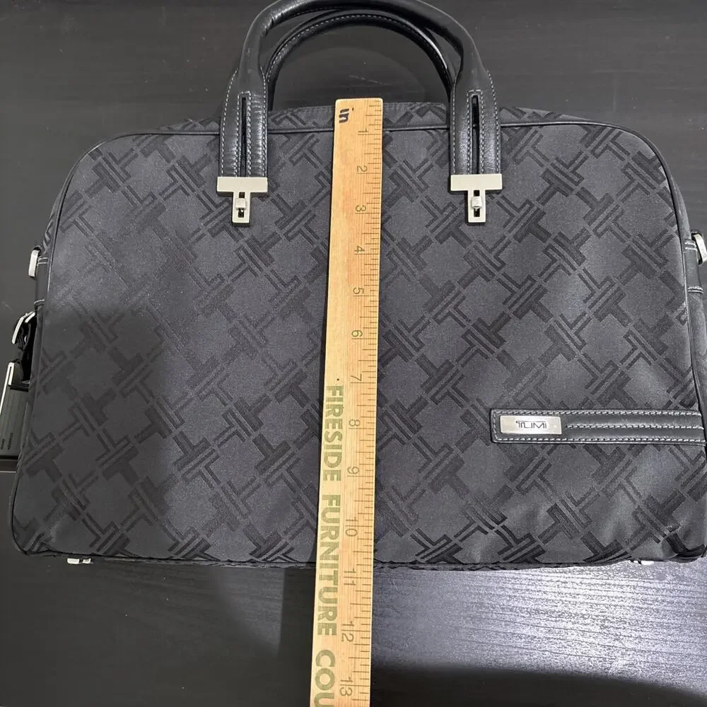 TUMI Black T Monogram Jacquard Nylon Canvas Laptop Briefcase Bag **MISSING STRAP